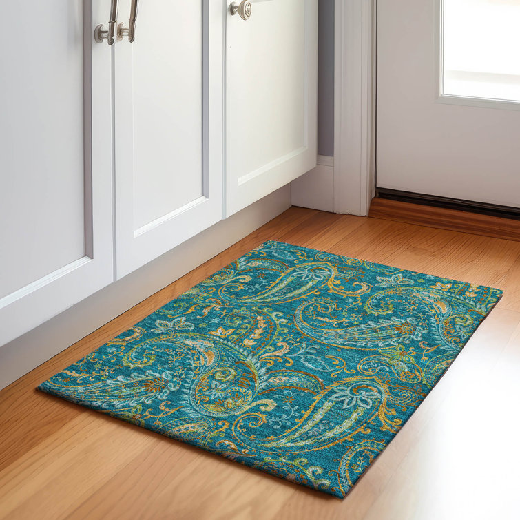 Premium Machine Washable Cerrito AMF533 Teal Rug