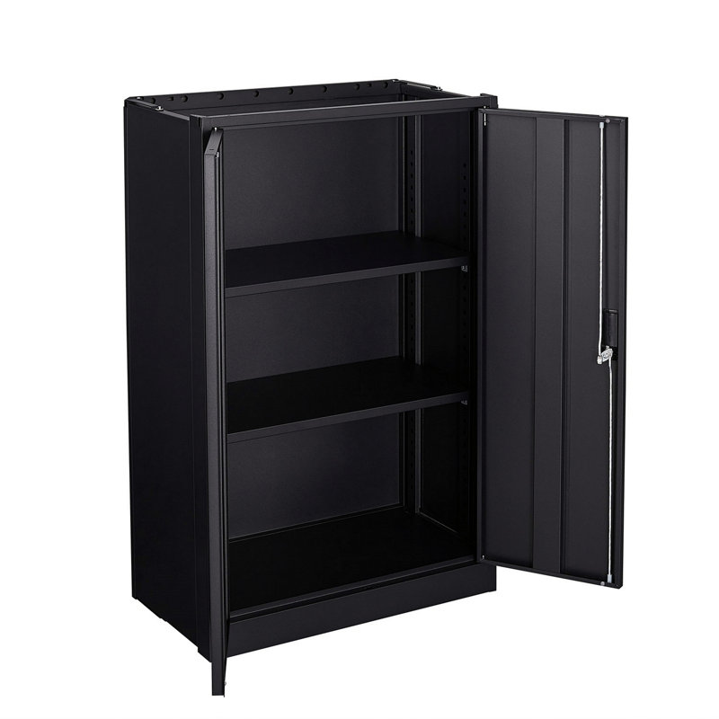 Armoire de rangement pour bureau, armoire de rangement en métal avec portes verrouillables et tablette réglable, armoire de rangement pliante pour le bureau personnel, classeur latéral pour le rangement