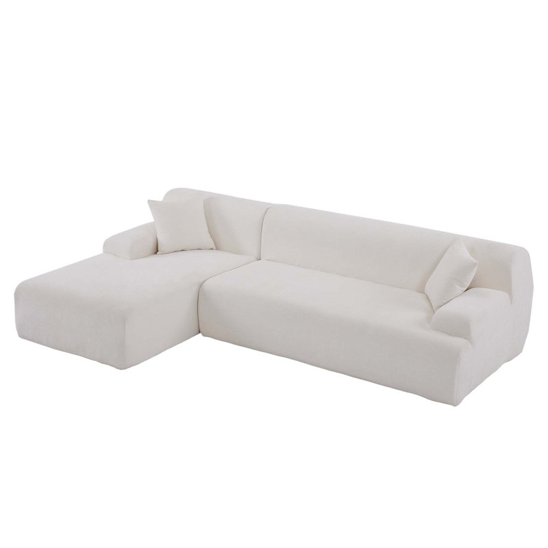 Boneless Modern Large L-Shape Modular Sectional Sofa 2 Piece Free Combination, Beige Polyester