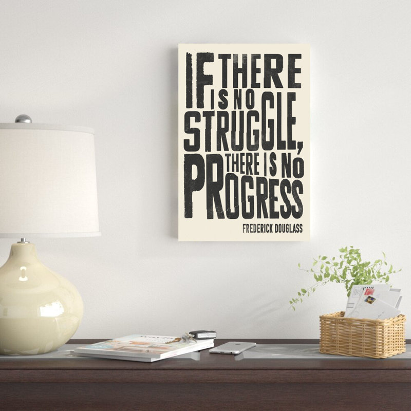 Citation de Frederick Douglass I, H 18 po x l 12 po x P 1,25 po, Impression avec cadre érable, Blanc