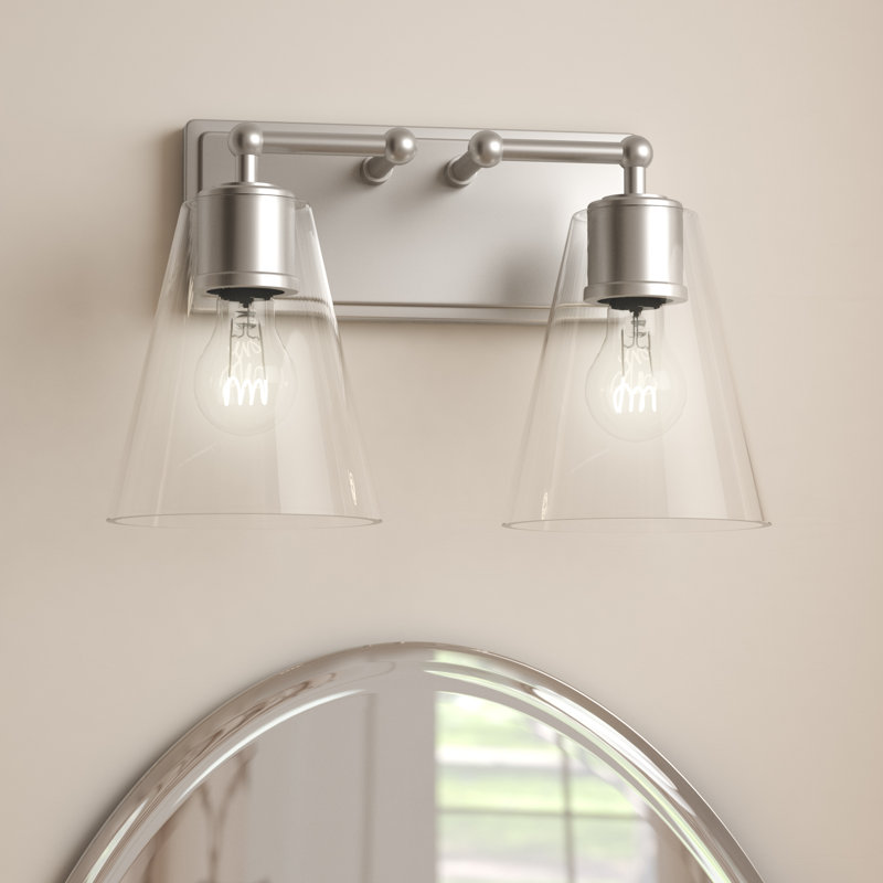 Dimmable Vanity Light, Brushed Nickel, Clear Glass, 2