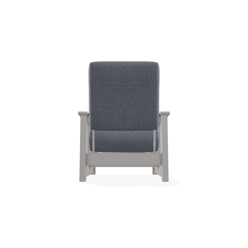 Leeward Marine Grade Polymer Deep Seating Cushion Arm Chair with Hidden Motion, Proven Denim, Warm Gray