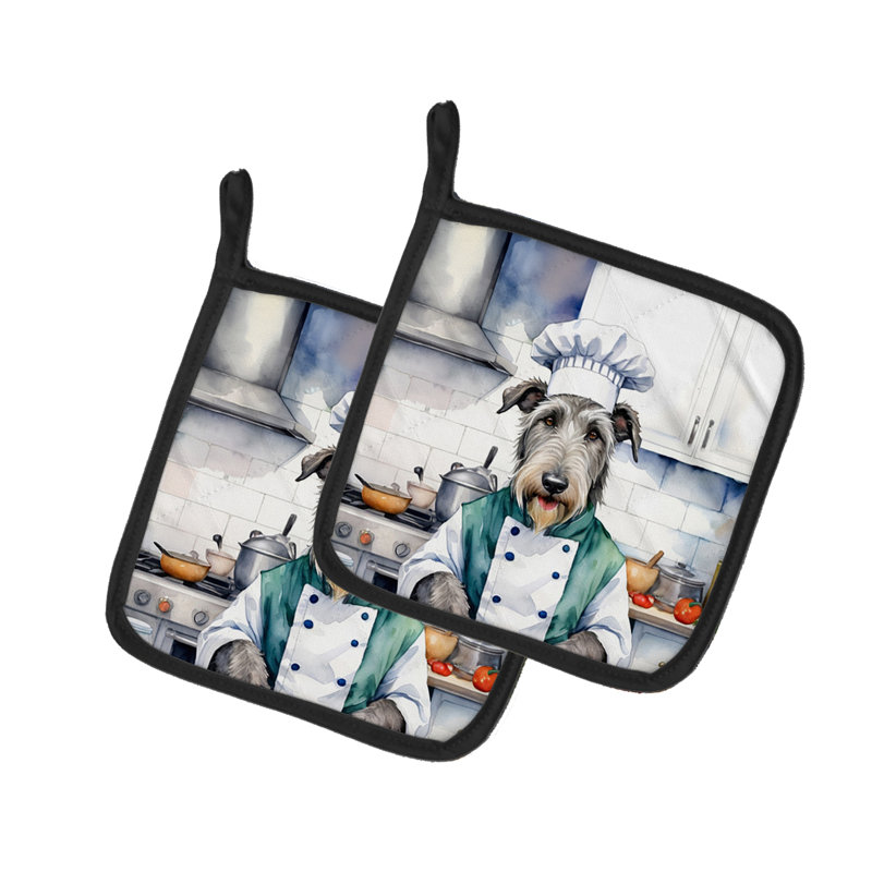 Caroline's Treasures The Dog Chef Polyester Potholder Set