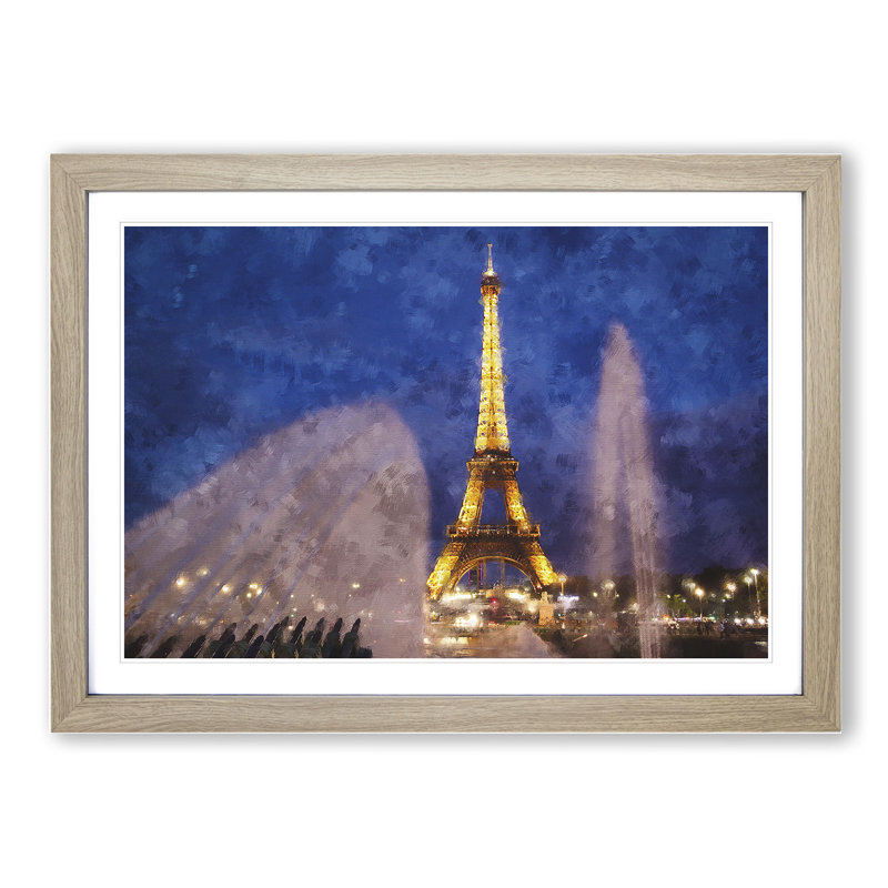 Eiffel Tower Vol.6 - Picture Frame Graphic Art, 27cm H x 36cm W x 2cm D, Oak Framed