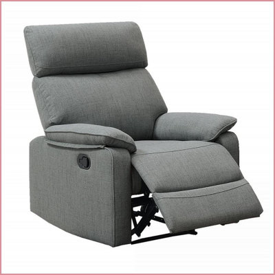 Fauteuil inclinable manuel moderne en tissu et toile de jute gris moderne | Gris | Tissu | Dossier rembourré