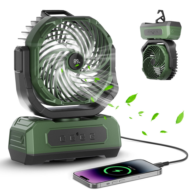 Ventilateur portatif 2-en-1 et lumière RVB, Vert