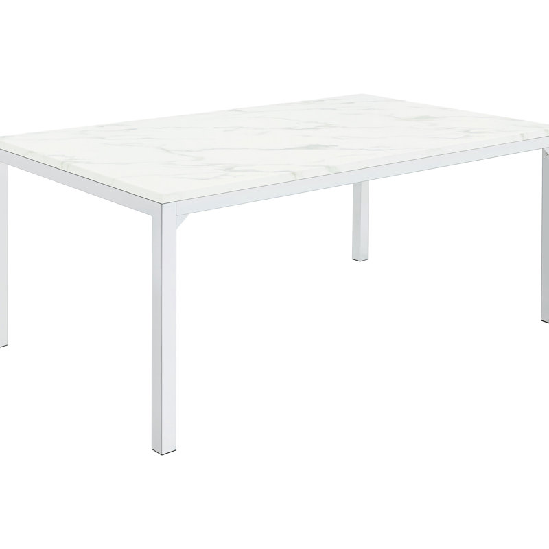 Table rectangulaire de haute qualité avec plateau en marbre, aspect contemporain, l 38 po de largeur x 64 po, fini de faux style de cuisine, esthétique moderne, convient à un repas personnalisé, 30 po
