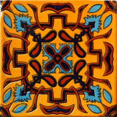 6" x 6" 4pcs TalaMex Comala Talavera Mexican Tile