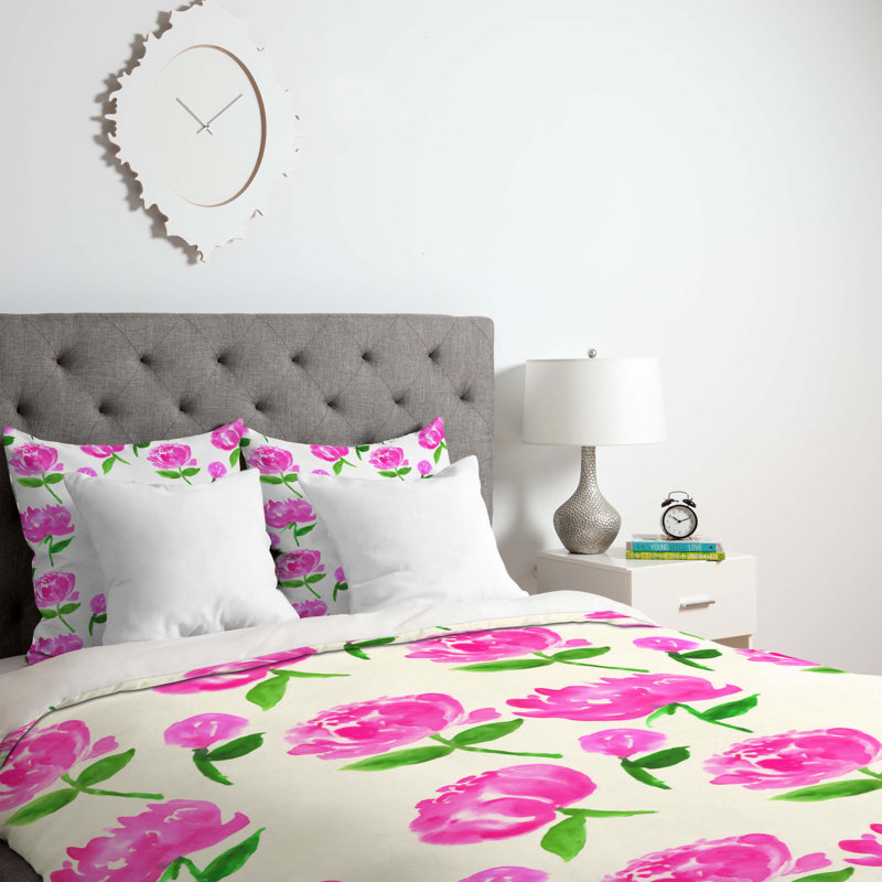 Rebecca Allen Modern & Contemporary Floral Duvet Cover, King Duvet Cover