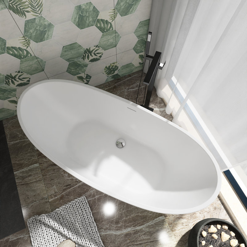 Baignoire de trempage autoportante en acrylique blanc lustré 62 po x 28 po