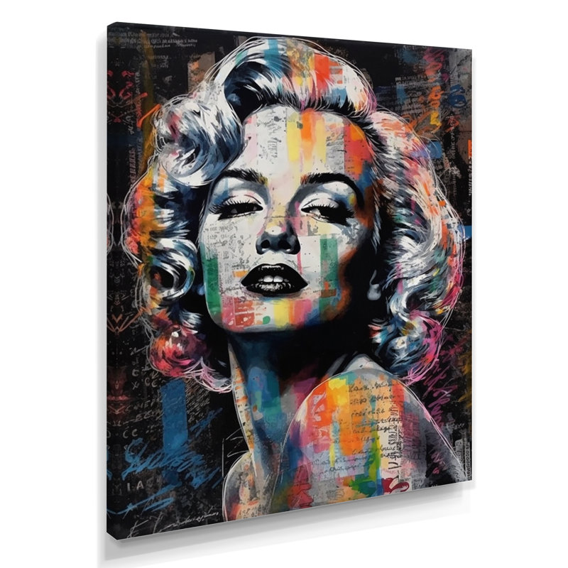 Marilyn Monroe, collage rétro - art mural femme pop, H 32 po x l 24 po, Toile tendue