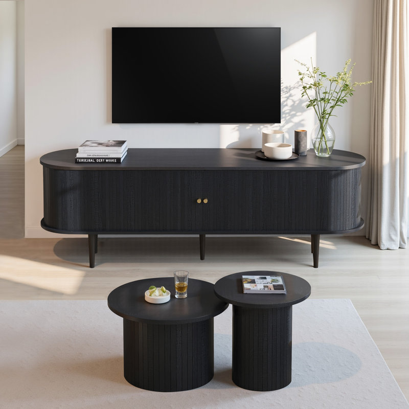 Ensemble de table de salon moderne 3 pièces Mid Century, Noir