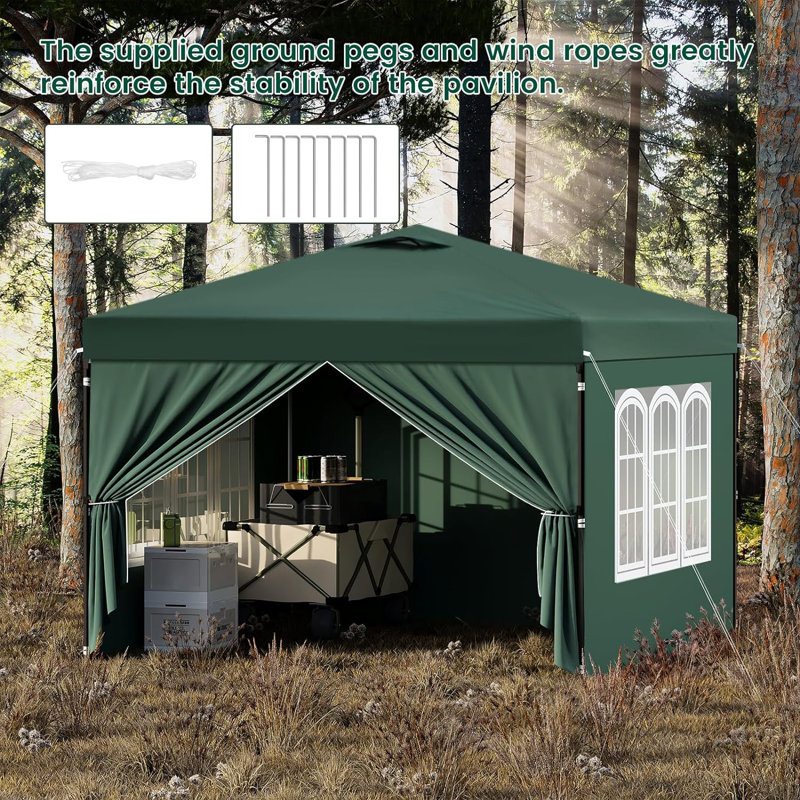 Gazebo 3 X 3 M, Folding Gazebo With Side Walls, Waterproof, Stable, Winterproof, Outdoor Garden Gazebo, Party Tent, Garden Tent, Height Adjustable, Uv Protection, Metal Frame