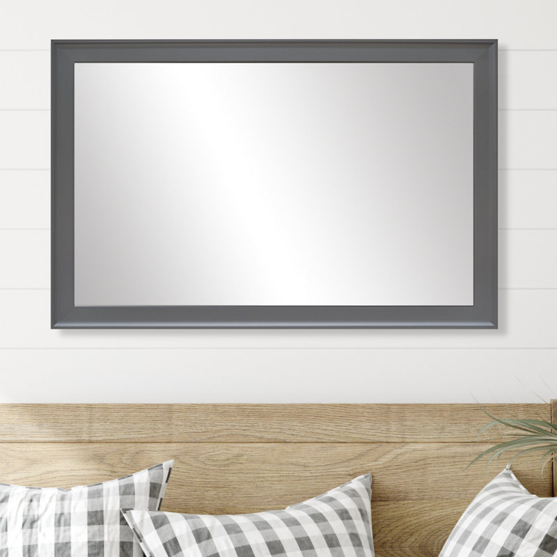 Morgan Wood Framed with Safety Backing Ideal for Bathroom / Vanity Mirror, 20" x 24", Dark Grey