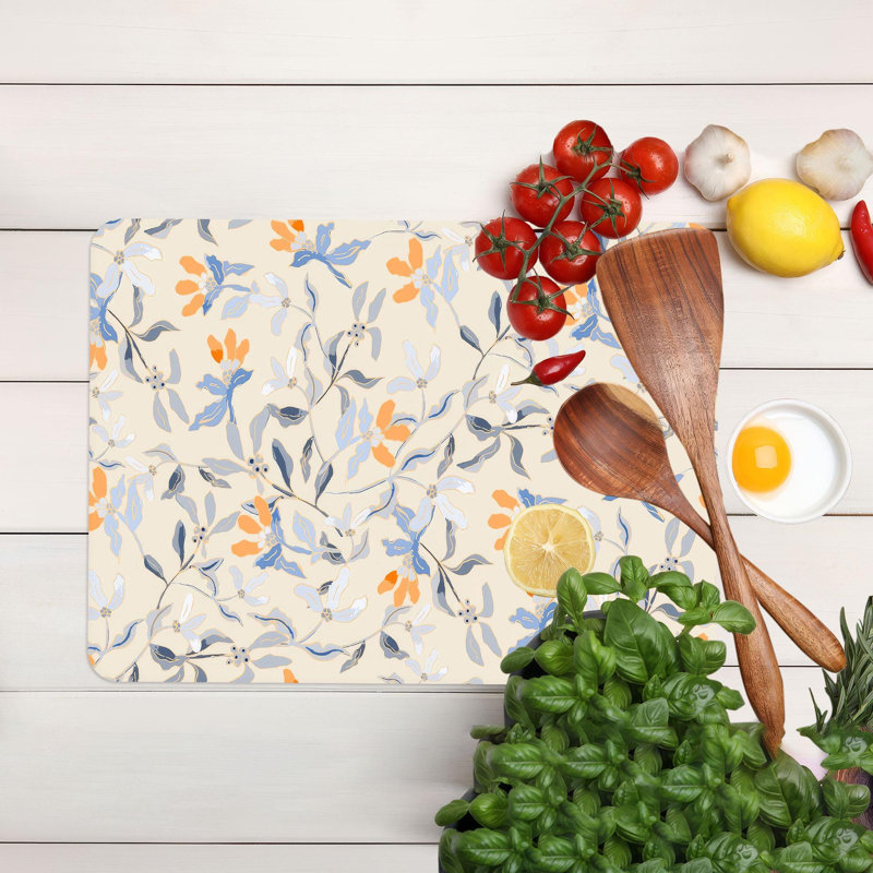 Abstract Floral Pattern Glass Cutting Board Ideal for Modern Kitchen Decor and Practical Usage, 7.9" x 11.8"