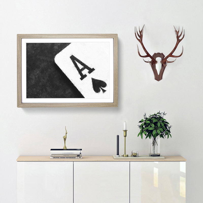 The Ace of Spades - Picture Frame Painting Print, 62cm H x 87cm W x 2cm D, Oak Framed