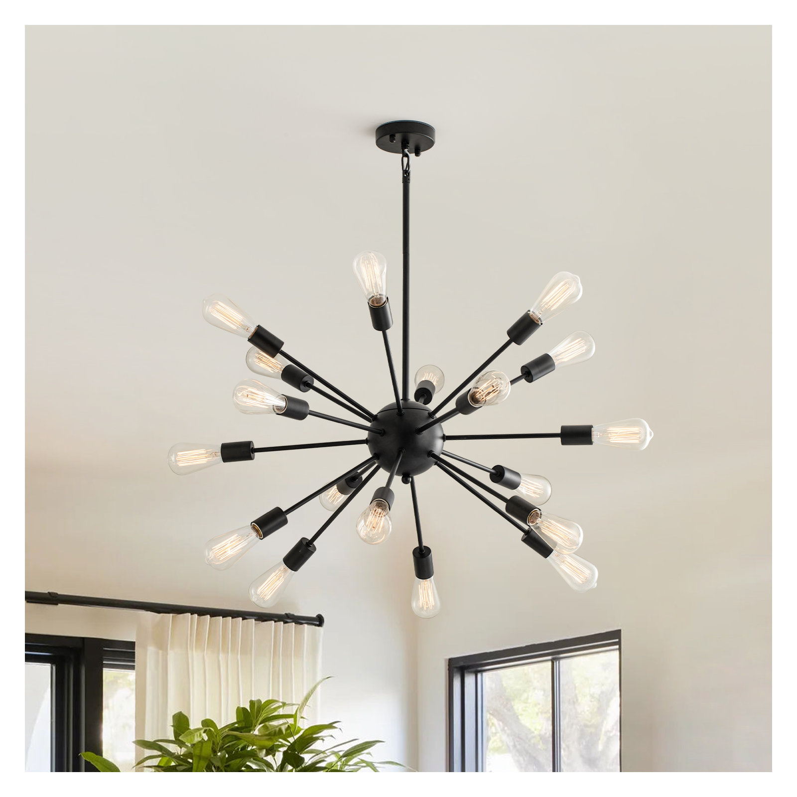 Kaspar 18 - Light Sputnik Sphere Chandelier, Black