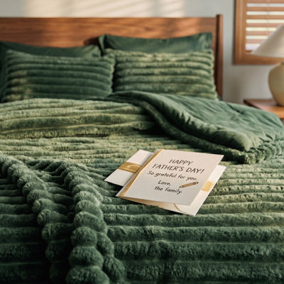 Bedsure King 2-in-1 Comforter Set with Detachable Fluffy Blanket – Olive Green SnapTech Design Bed-in-a-bag, All-Season Bedding Set(Set of 6), Ideal Father's Day Gift