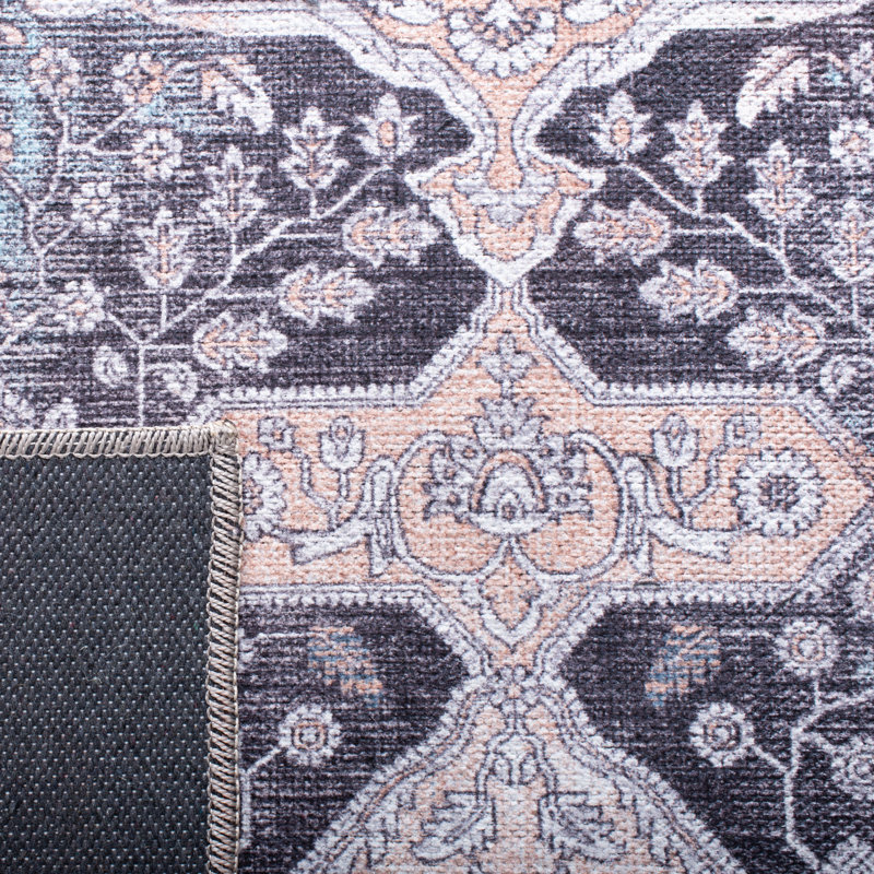 Tapis d'intérieur ivoire / bleu clair Hallel, Carré 6 pi 7 po