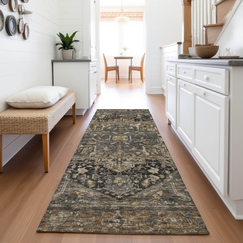 Premium Machine Washable Larock AMF1240 Medallion Rug, Runner 2'3" x 7'6"