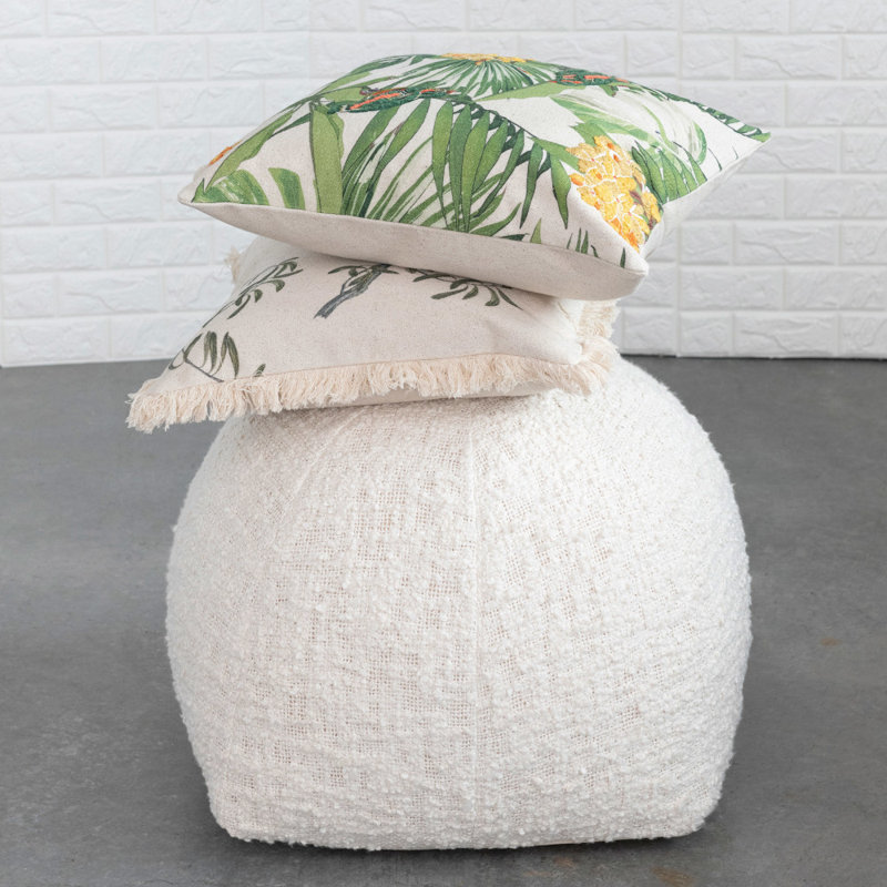 Multicolor Cotton Embroidered Bird and Floral Euro Pillow Cover