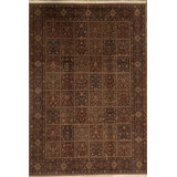 Hand-Knotted High-Quality Rust and Black Area Rug