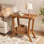 Table de bout en bois massif à 2 niveaux avec tablette de rangement, table d'appoint rustique, table de chevet étroite pour chambre à coucher, salon, brun-2062876400