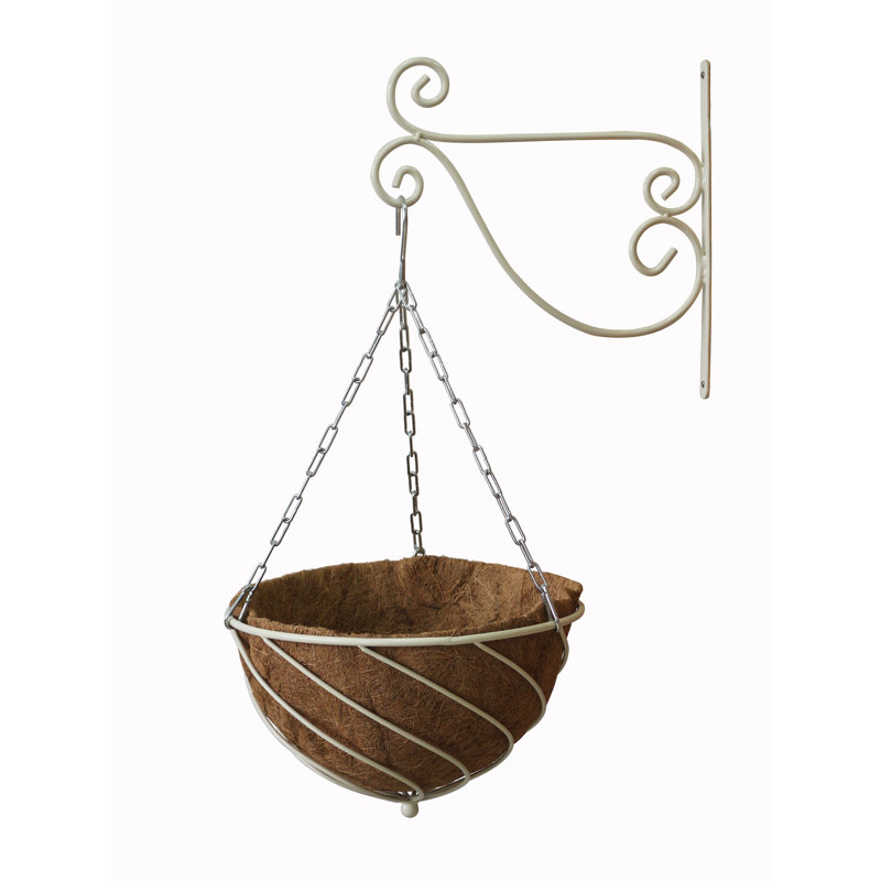 Panier à fleurs suspendu, H 12,8 po x l 19,2 po x P 19,2 po, Crème