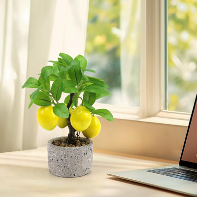 Artificial Lemon Tree For Home Office Living Room, 6 X 6 X 9, Green