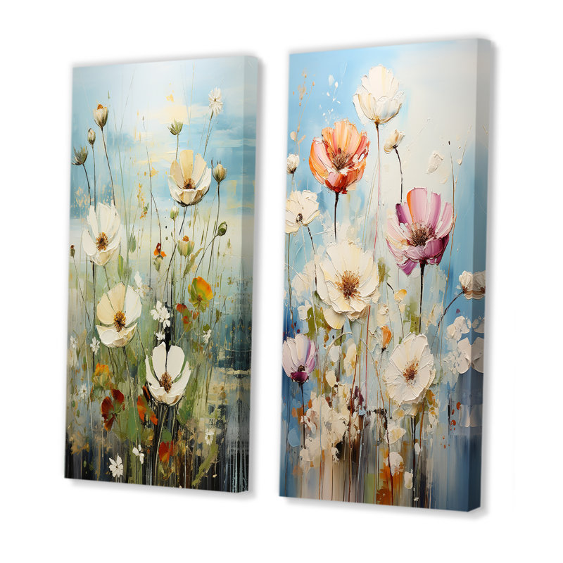«Meadow Tranquil Bliss Mute» 2 pièces, Toile tendue, H 40 po x l 40 po