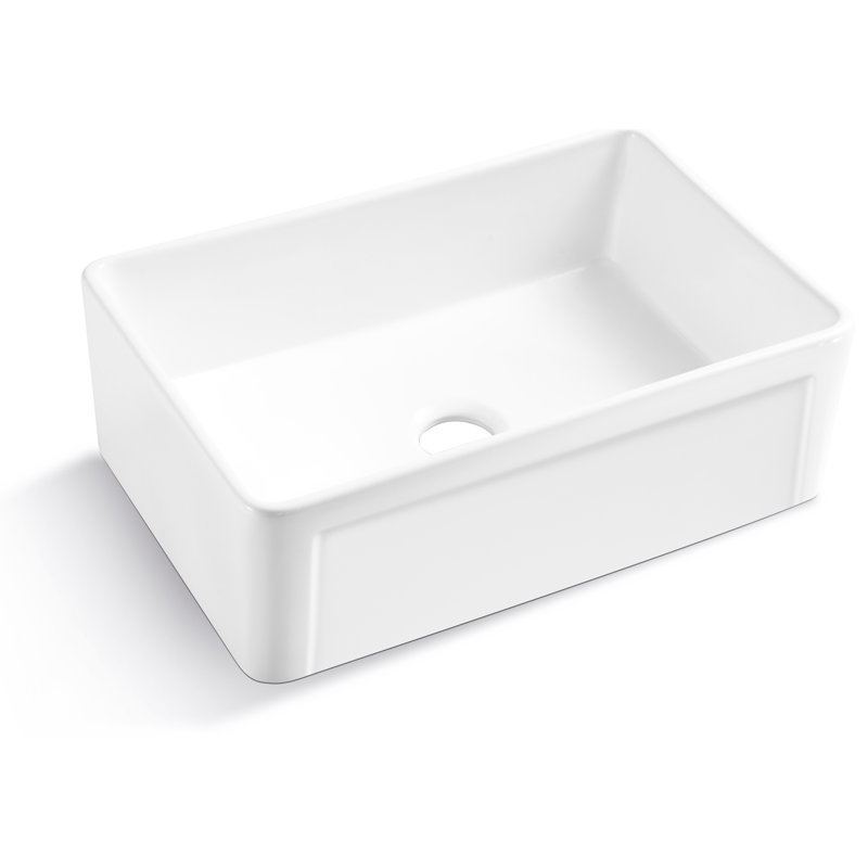 Évier de cuisine 30 po x 20 po en céramique - bol simple blanc pour chauffer, tacher, égratigner et rouiller