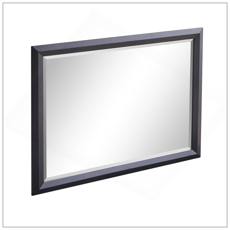 Miroir mural contemporain en bois noir avec verre à faible distorsion et cadre durable