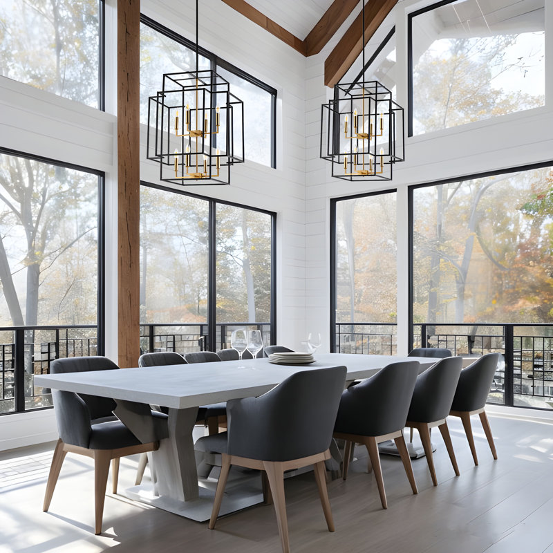 8 Light Pendant in Transitional Style - 22 Inches Wide by 28 Inches High Open Frame Cage, Brass
