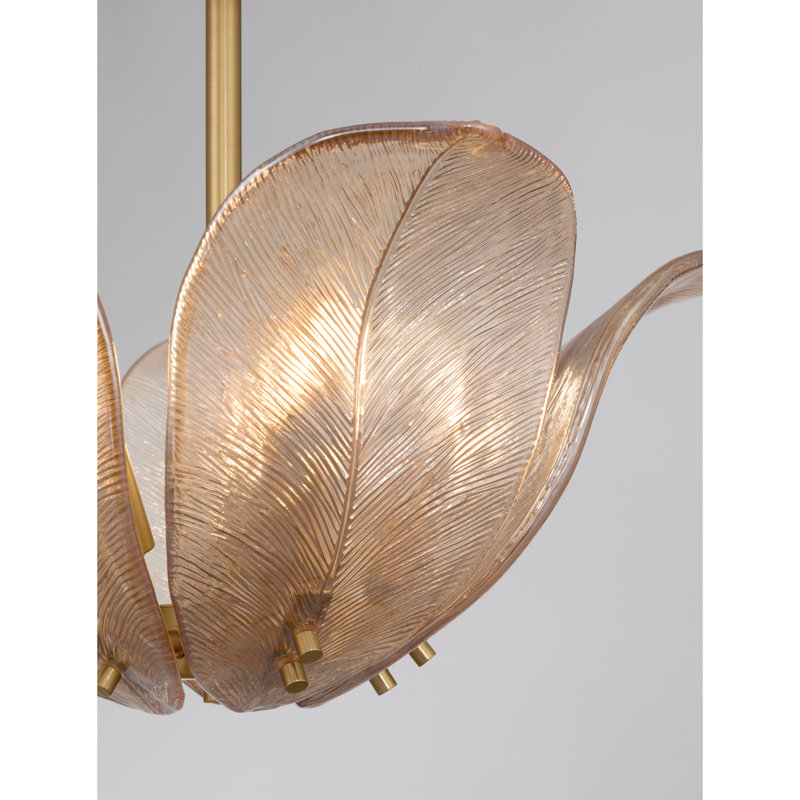 Plafonnier semi-encastré 5 lumières Orchid, Doré