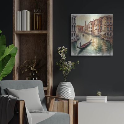  «Venice Italy Watercolor Square» par Rey Klimt, art mural en métal