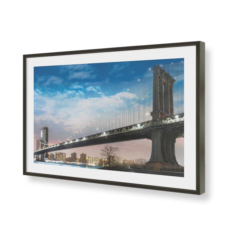 Impression sur l'horizon de Brooklyn Bridge et Manhattan, H 13 po x l 17 po, Noir satiné