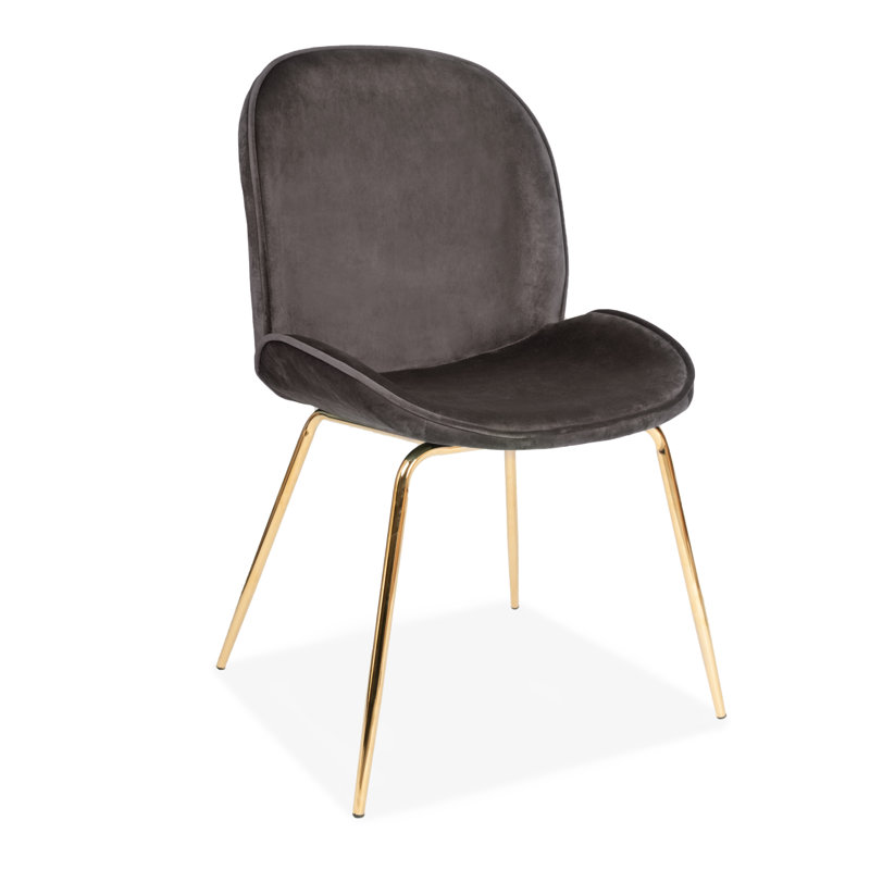 Lawson 58 cm H Velvet Side Chair, Grey, Gold