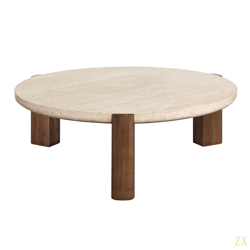 Table basse à plateau en travertin Leonardo