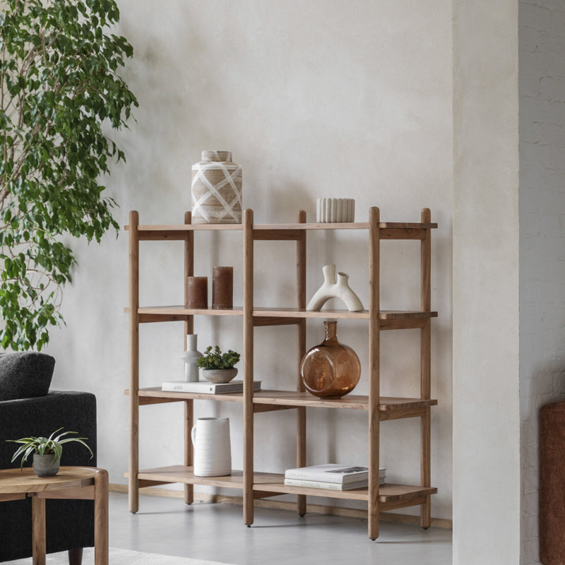 Berlanga 135 cm H x 160 cm W Solid Wood Standard Bookcase