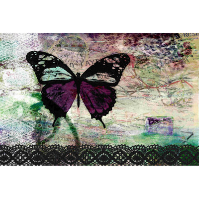 «Purple Butterfly Lovewriter», peinture sur toile tendue