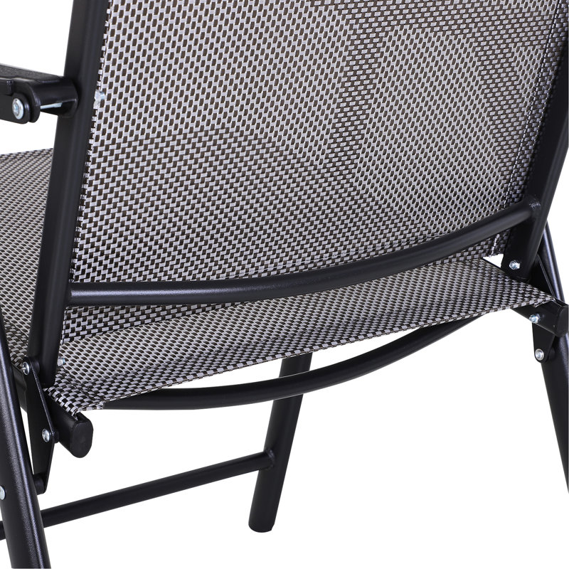 2 Patio Folding Chairs , Stackable Outdoor Sling With For Lawn, Camping, Beach. Metal Frame, Gray, No Assembly, 242 Lbs Capacity Load 2 Dining