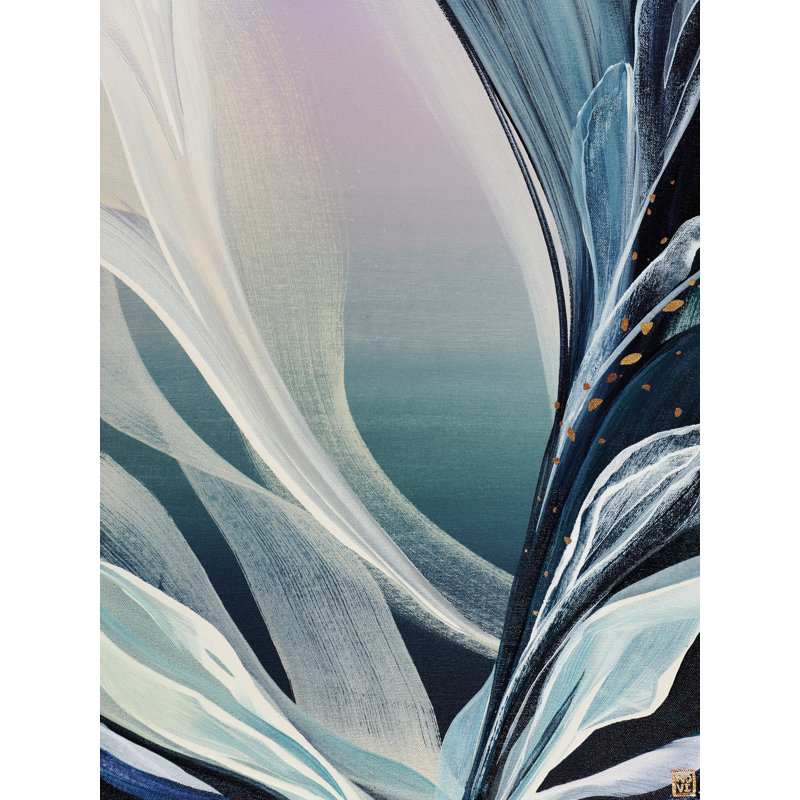 «Resonant Twilight» par Novi Lim - Peinture, H 32 po x l 24 po, Toile tendue
