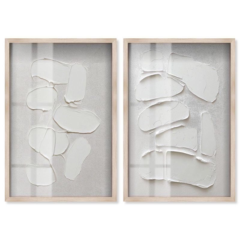 Art abstrait neutre japonais, japonais, H 37 po x l 25 po, Crème, crème