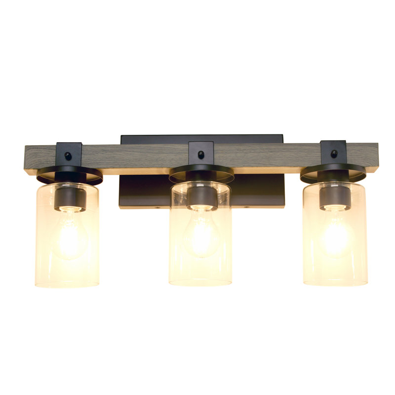 Ensemble de meuble-lavabo 3 lumières Arezzo Rustic Contemporary, verre transparent avec finition grise, l 22 po, Grey