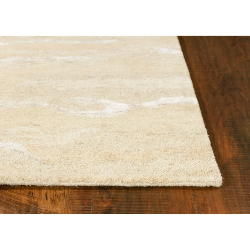 Tapis en laine touffeté à la main Devises, Ivoire ivoire, Rectangle 7 pi 6 po x 9 pi 6 po
