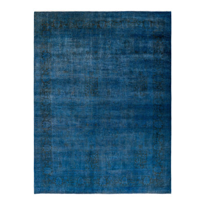 Tapis unique bleu 9 pi 2 po x 12 pi 2 po Yelaina