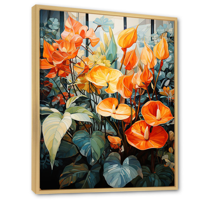 Jardin horticole cubiste, reproduction d'art sur toile, Cadre naturel flottant, H 20 po x l 12 po x P 1 po