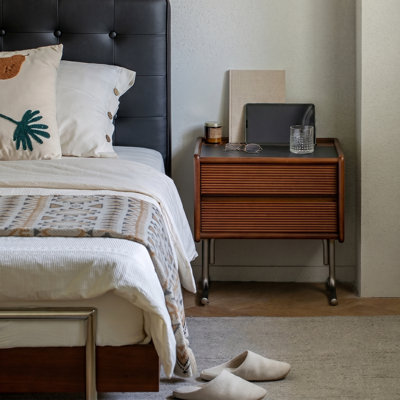 Modern Nightstand Yellow Wood for Contemporary Home Style
