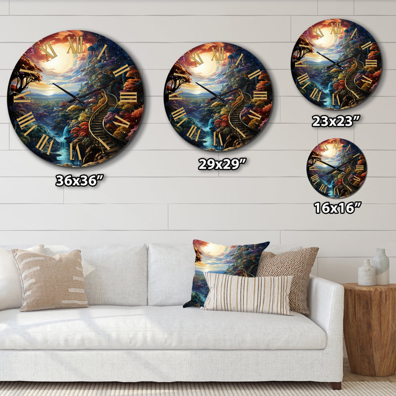 Magie marchant vers le grand mystère I - Horloge murale paysage abstrait, Grand