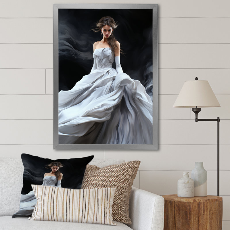 Blanc Adagio Dance Ballet - Ballet, art mural, Cadre simple argenté, H 20 po x l 12 po x P 1 po